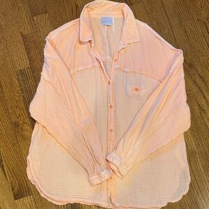 Urban Outfitters Out From Under LG Light Peach Orange Gauze Blouse Button Up Top